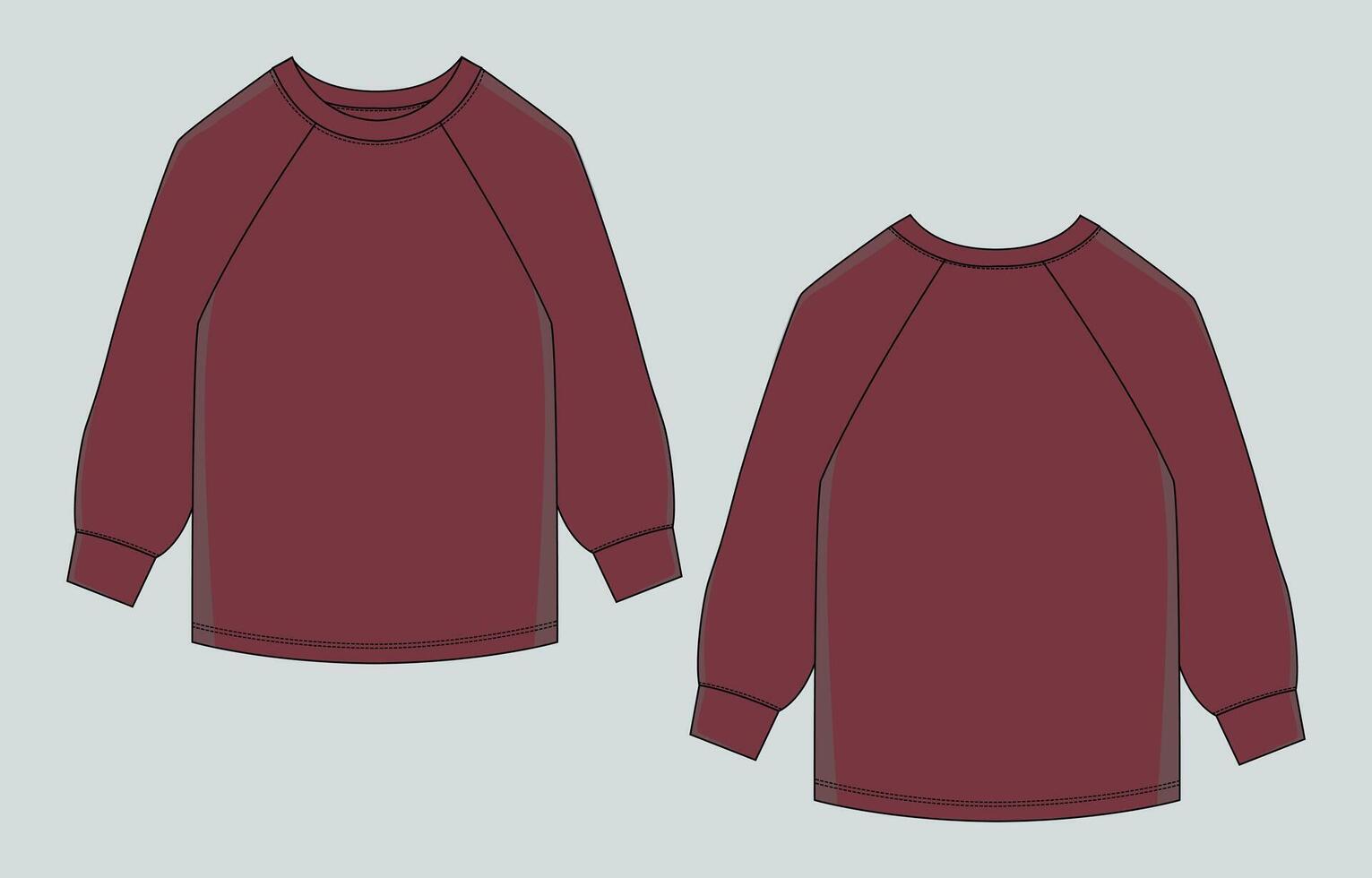 A pair of maroon sweatshirts, one with a long sleeve and the other with a vector