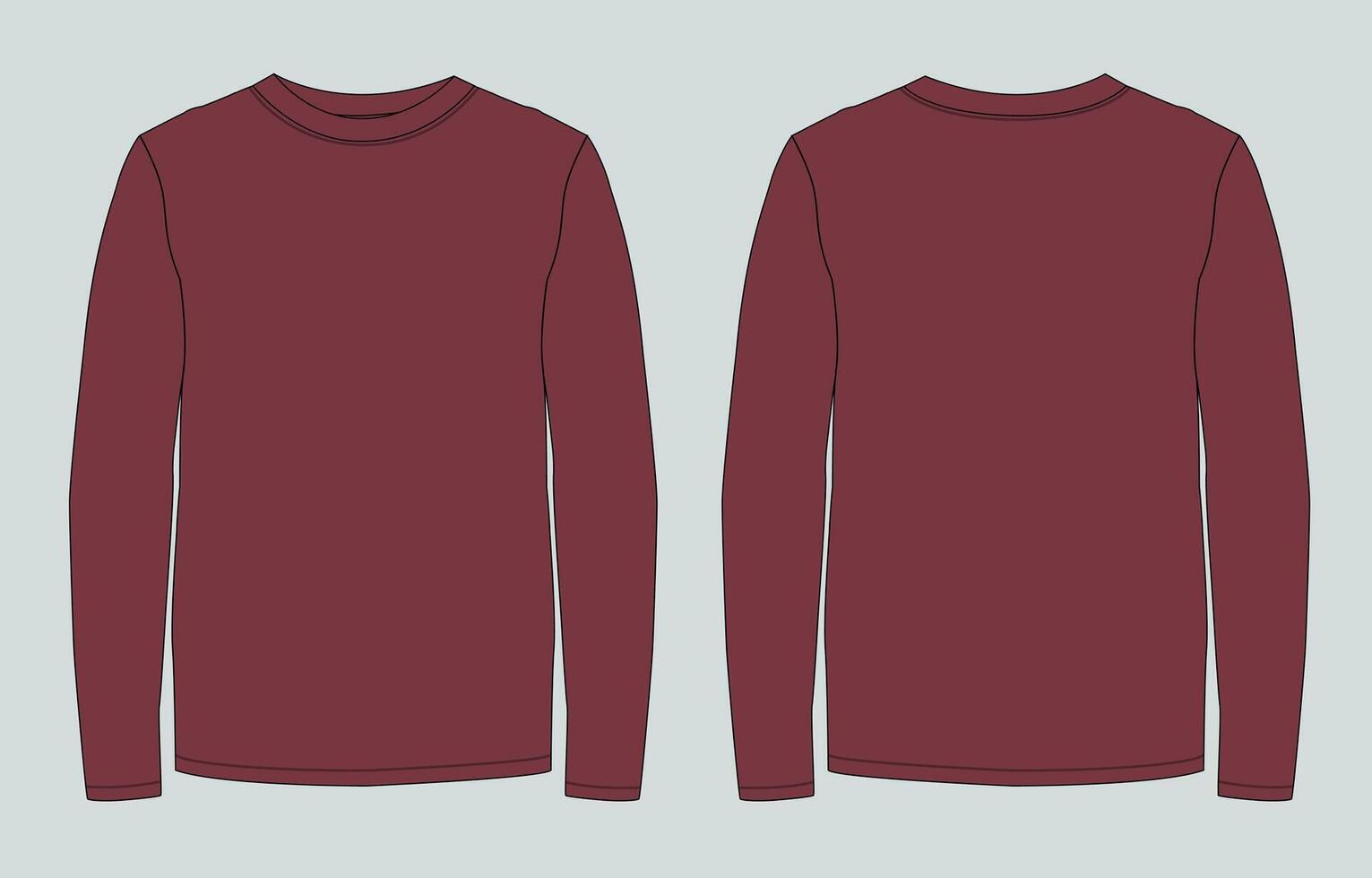 A long sleeve shirt with a dark maroon color vector