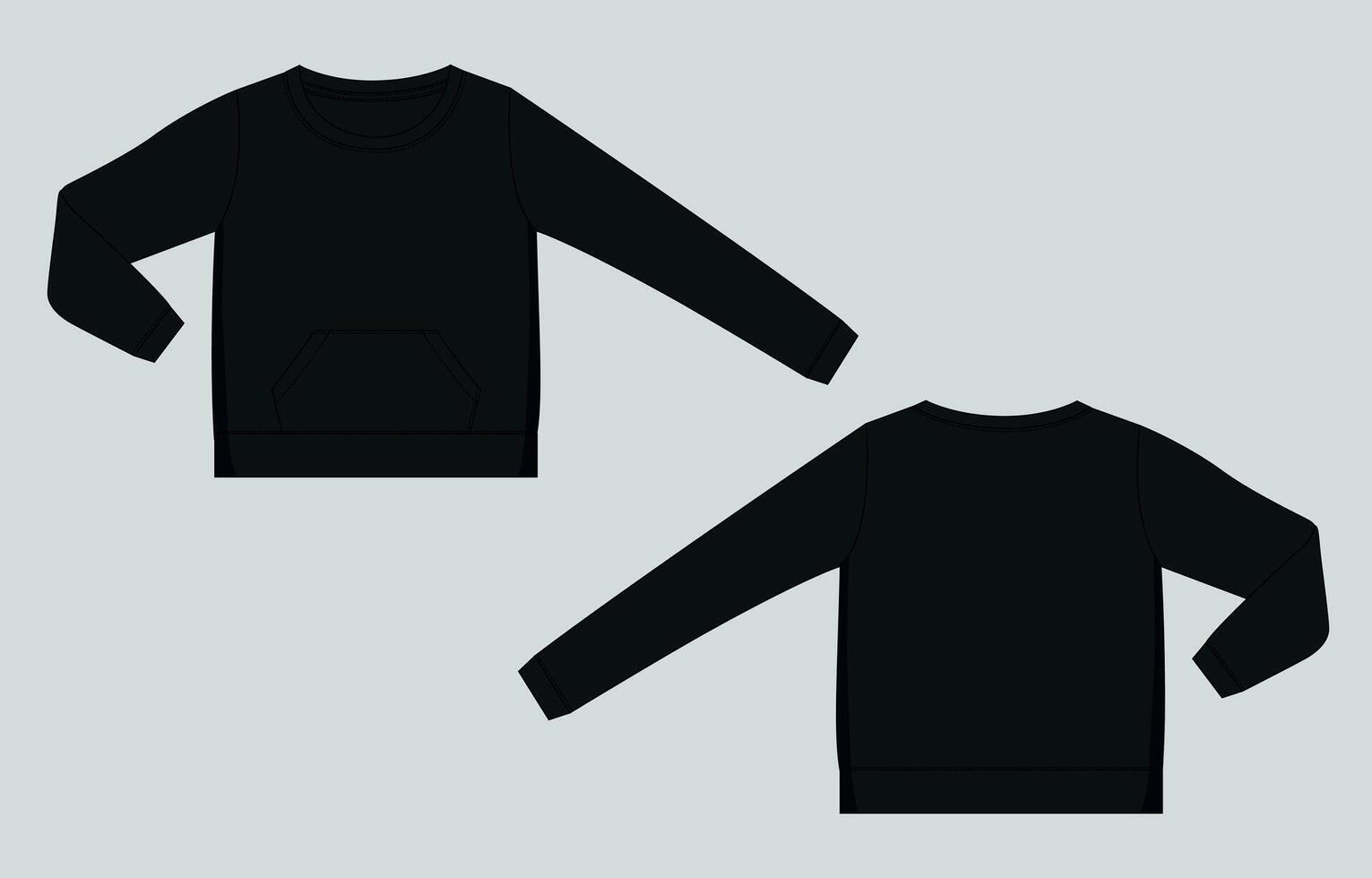 Black sweatshirt with pocket template vector