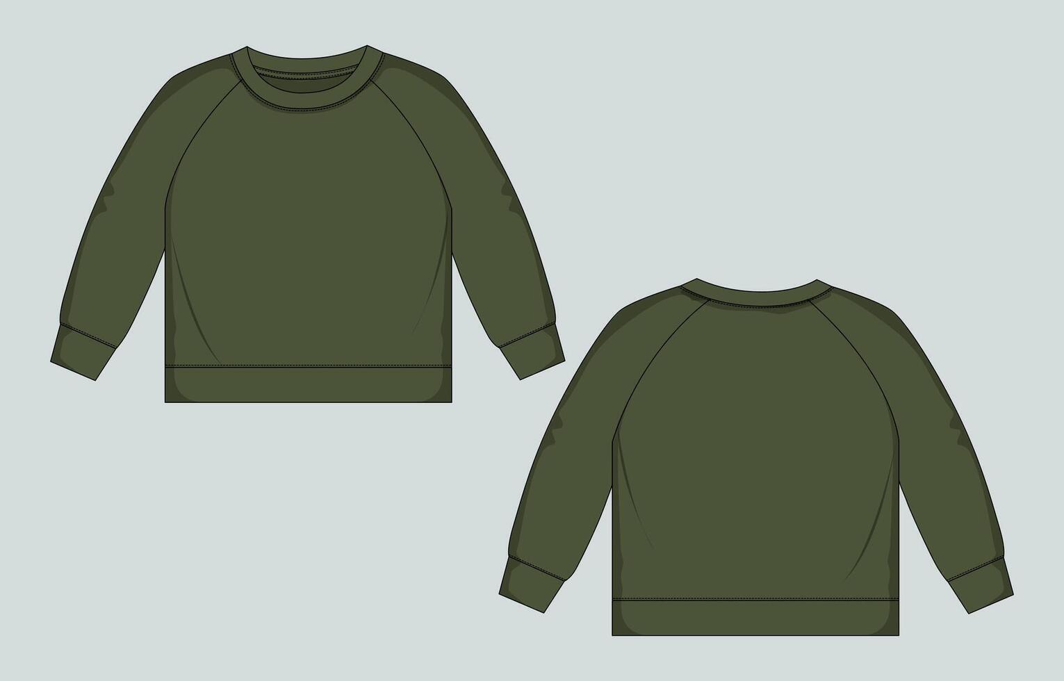 A green sweatshirt with a long sleeve and a short sleeve vector
