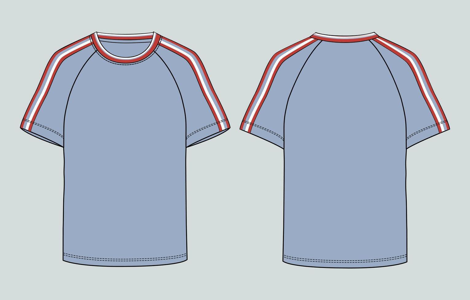 A blue t - shirt with red and white stripes vector