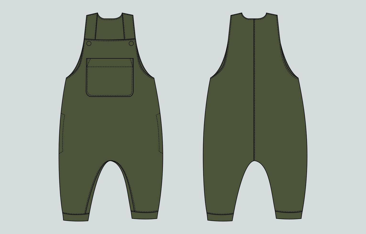 The overalls are made from a green fabric vector