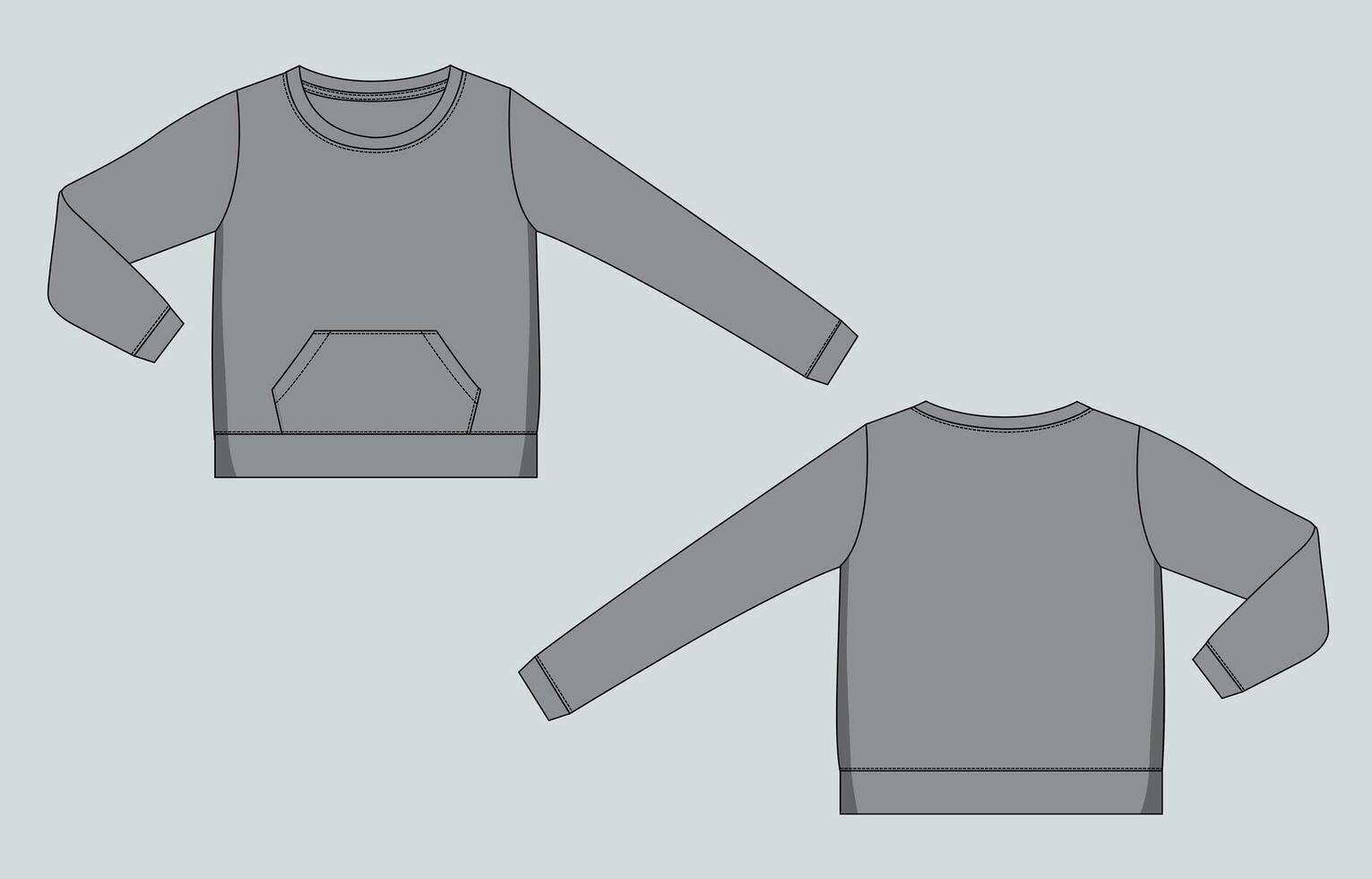 A drawing of a sweatshirt with a pocket vector
