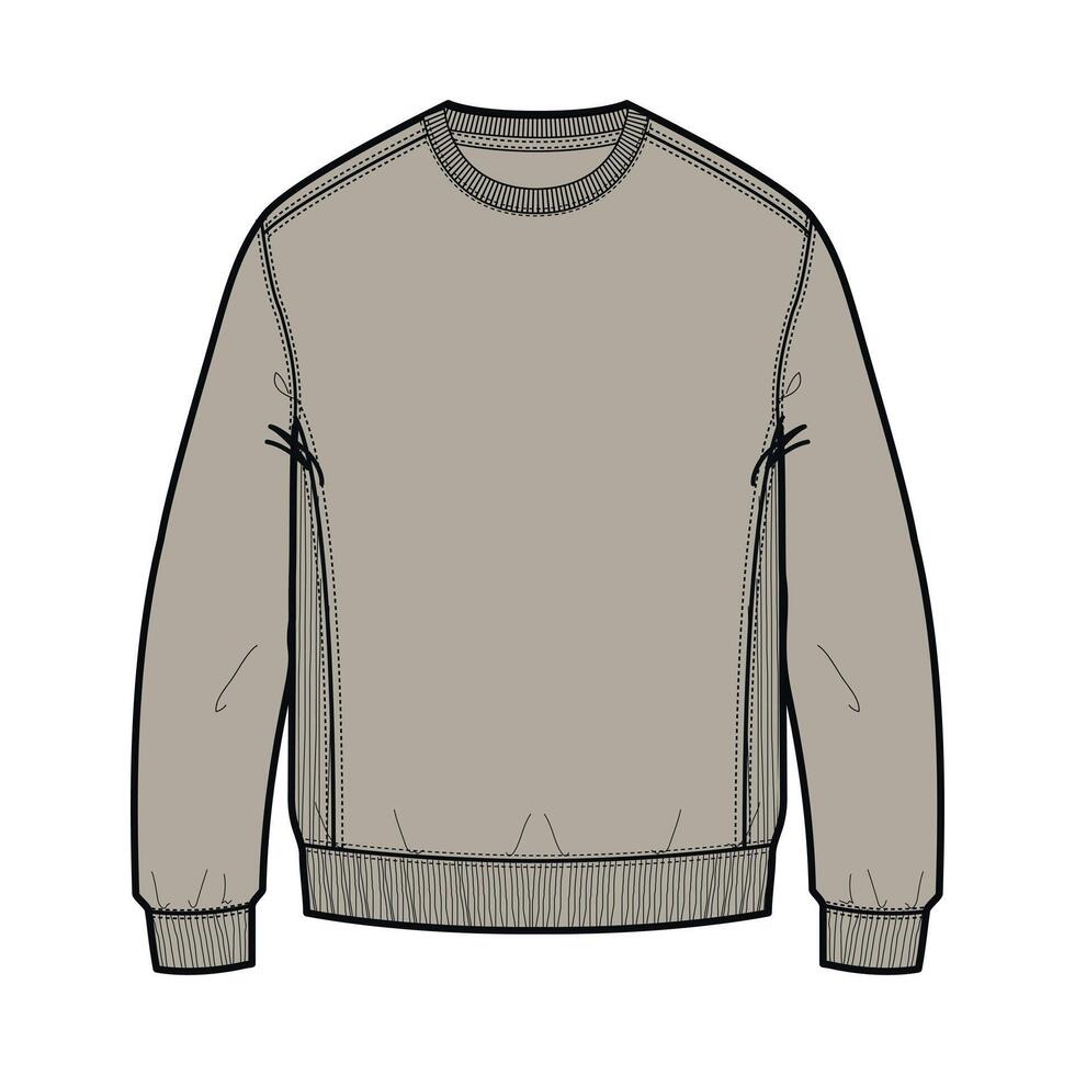 A gray sweatshirt with a black trim vector