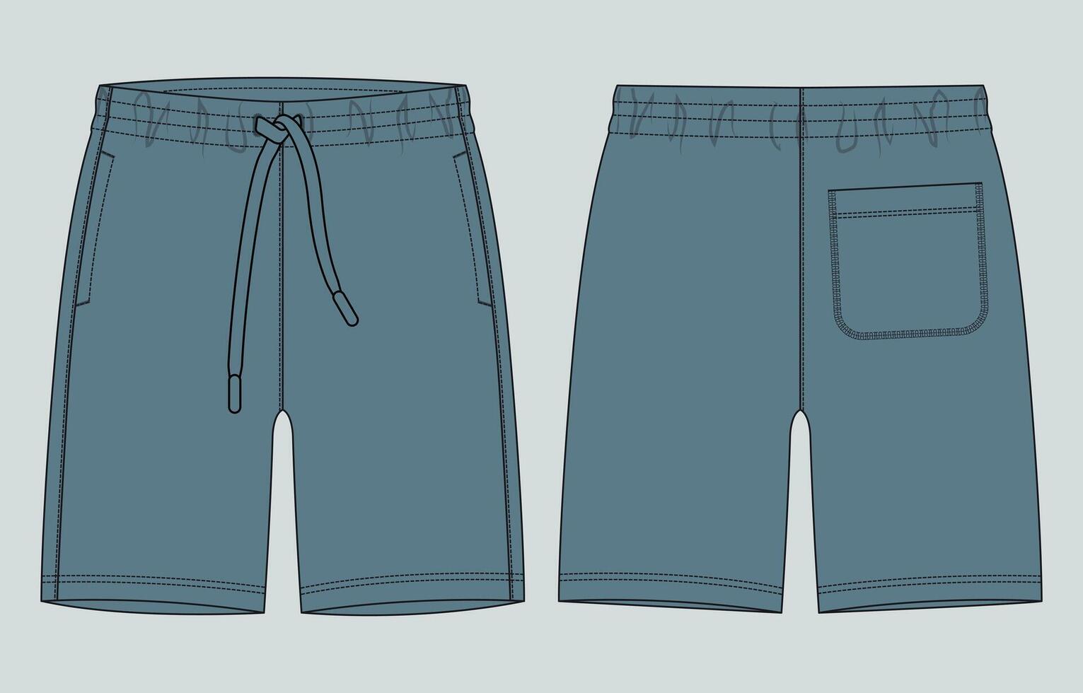 The shorts are blue and have a pocket on the side vector