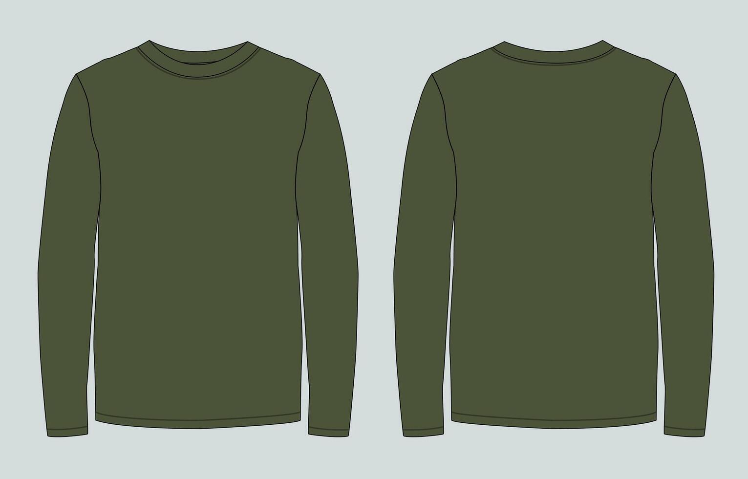 Two long - sleeved green shirts, one on the left and one on the right vector