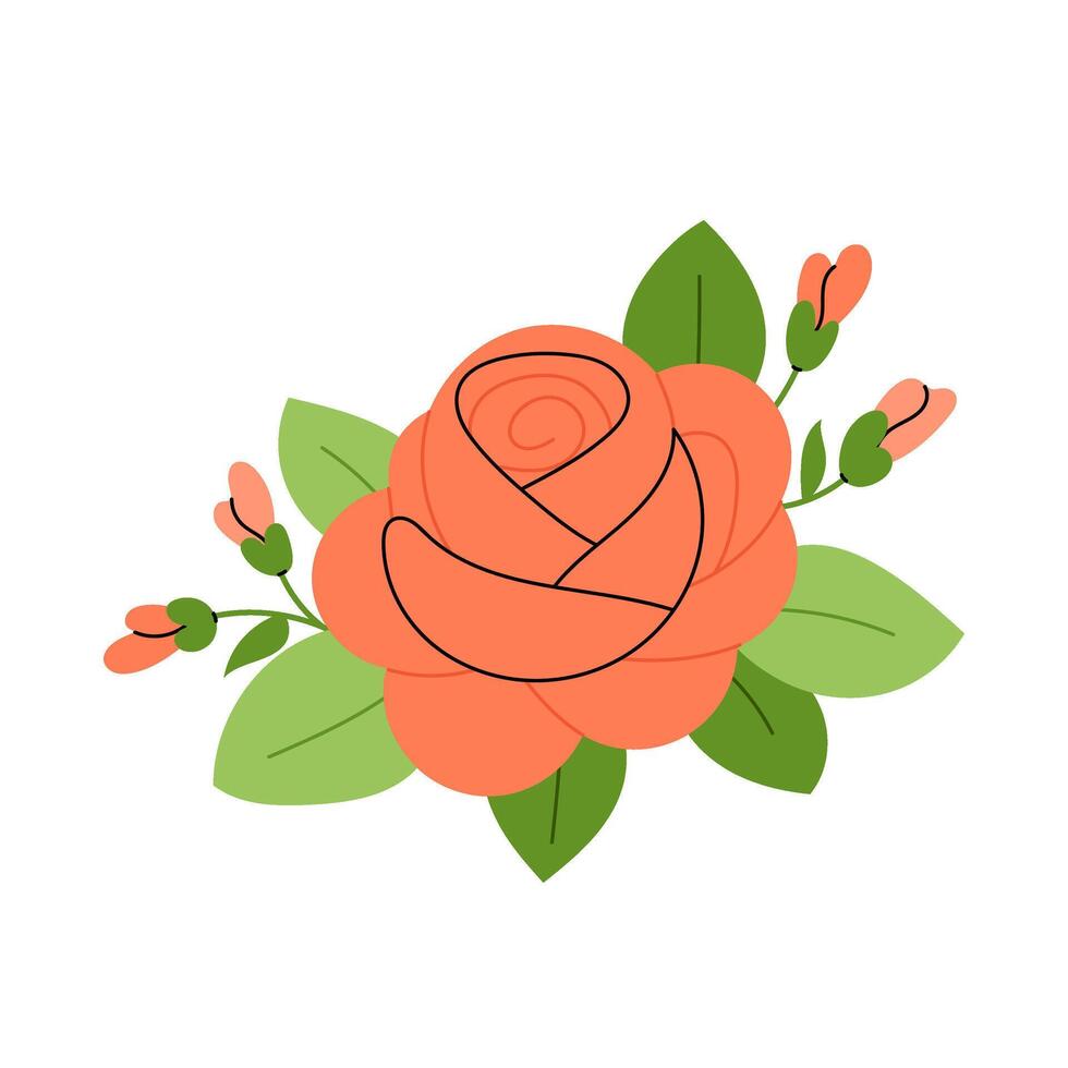 Illustration of a rosebud. Flowers for greeting cards, congratulations, invitation, poster or print. vector