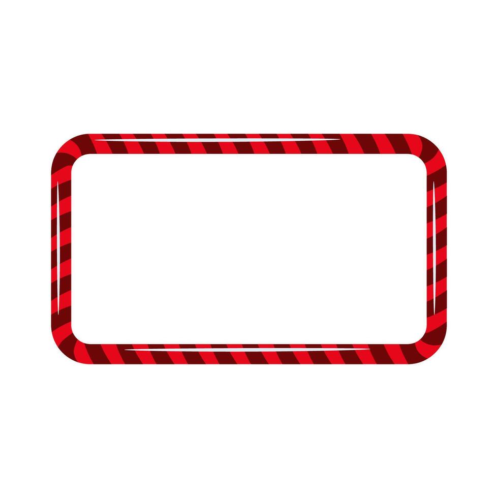 Candy cane rectangular shape frame. Red Christmas holiday frame for text. New Year copy space banner. vector