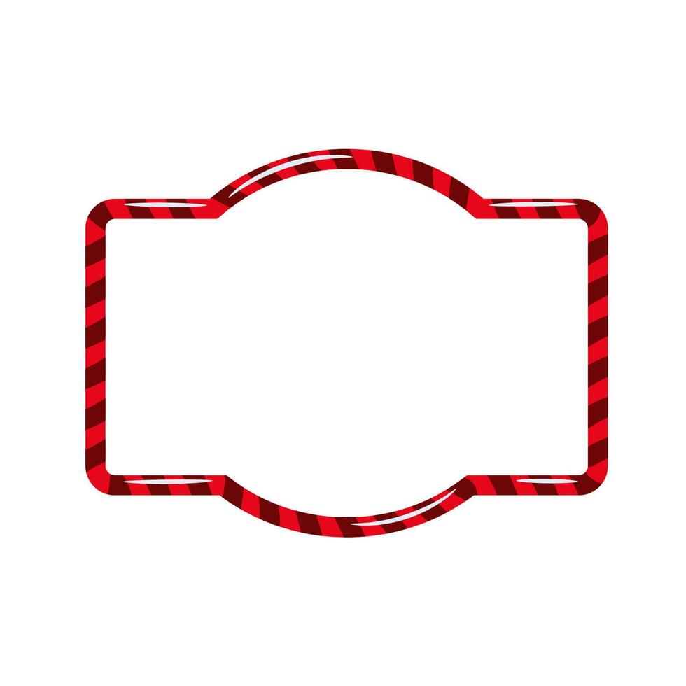 Retro Candy cane rectangular shape. Red Christmas holiday frame for text. Sweet copy space banner. vector