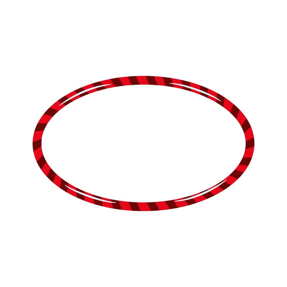 Candy cane oval shape frame. Red Christmas holiday frame for text. New Year copy space banner. vector
