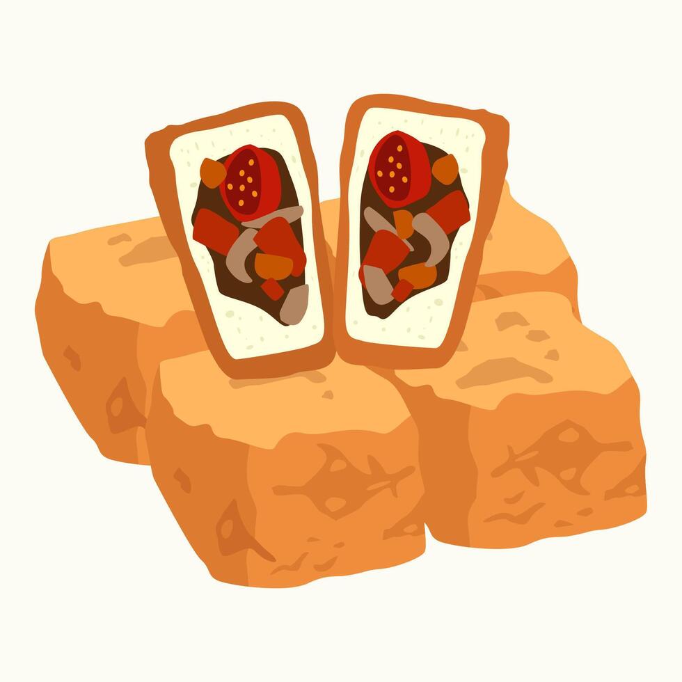 Tahu isi is a traditional Indonesian food vector