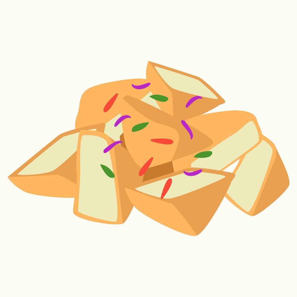 Tahu gejrot illustration Indonesian food with cartoon style vector