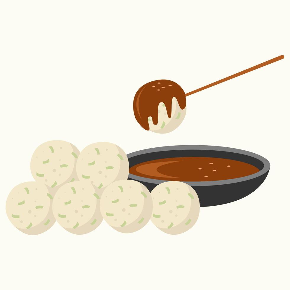 cilok snacks typical Indonesian food vector