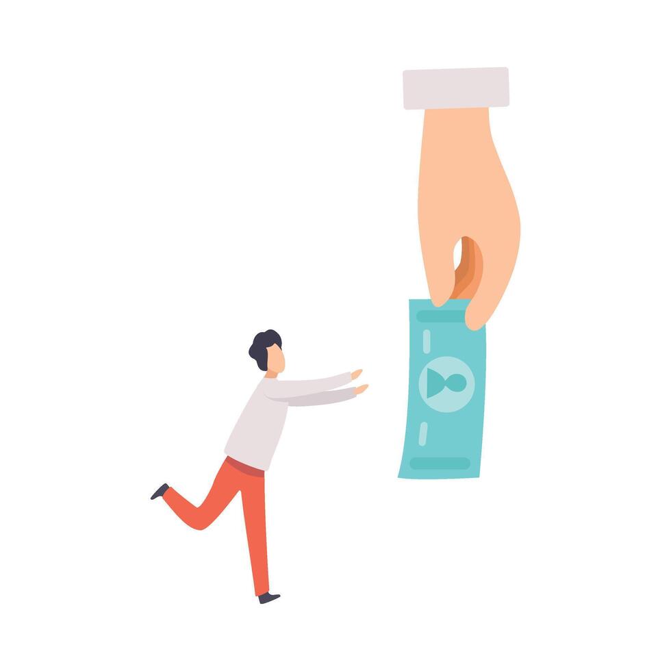 Businessman Manipulating Man with Money, Controll, Manipulation of People Concept Illustration vector