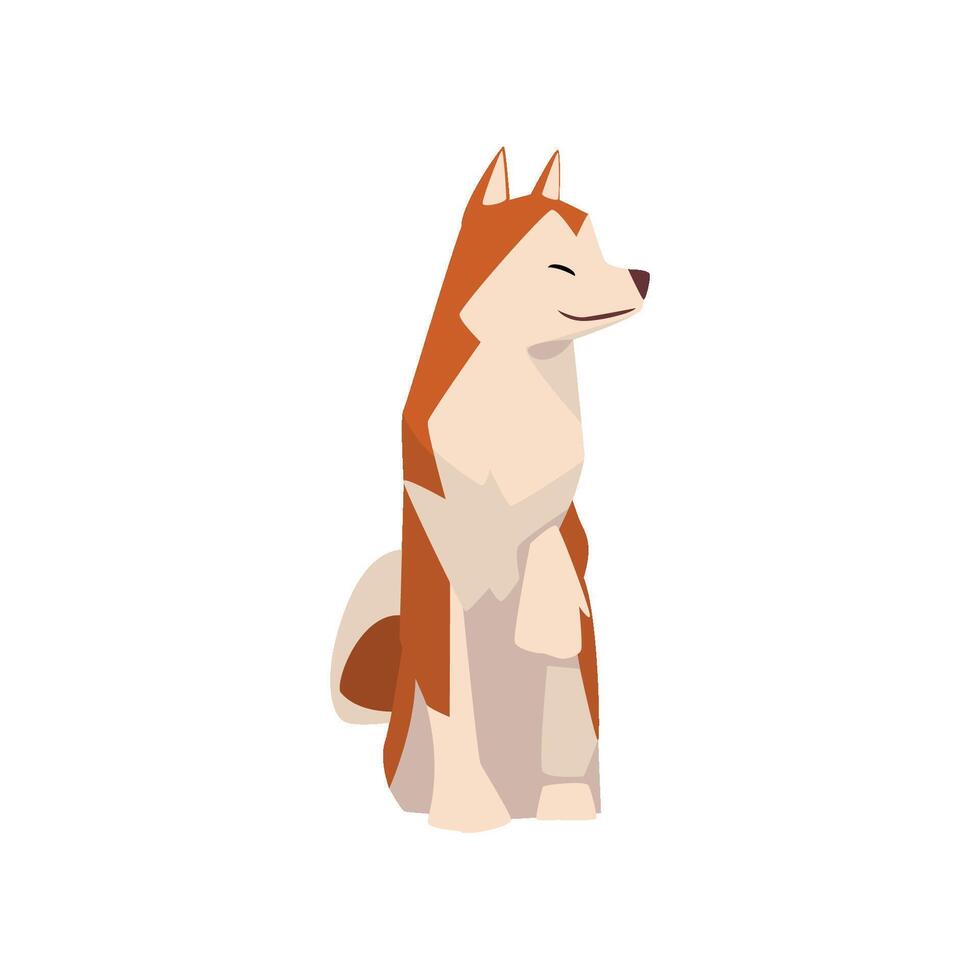 Shiba Inu Dog, Cute Sitting Brown Beige Fluffy Pet Animal Illustration vector