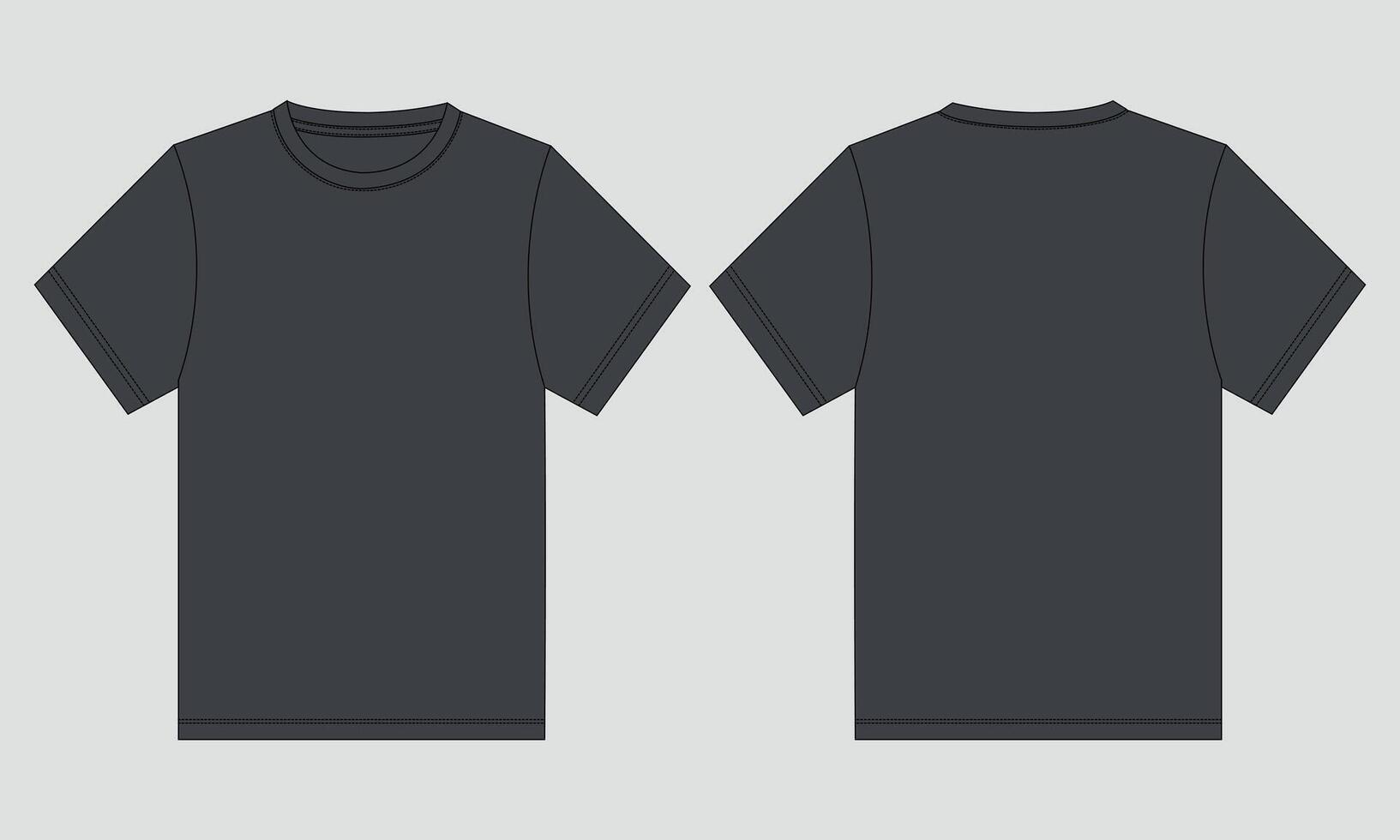 Black t - shirt template, front and back view vector