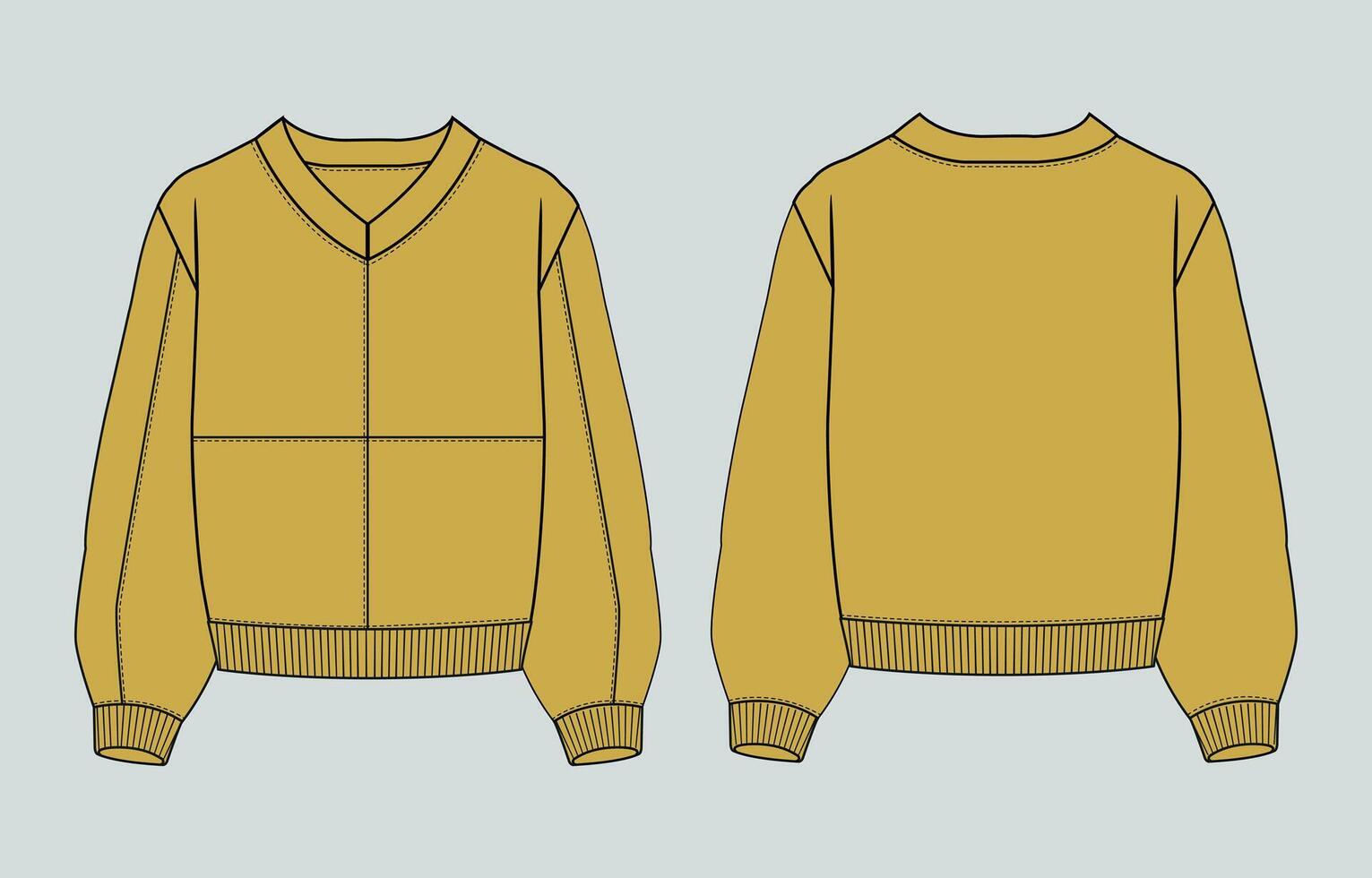 A yellow sweater with a v - neck and sleeves vector