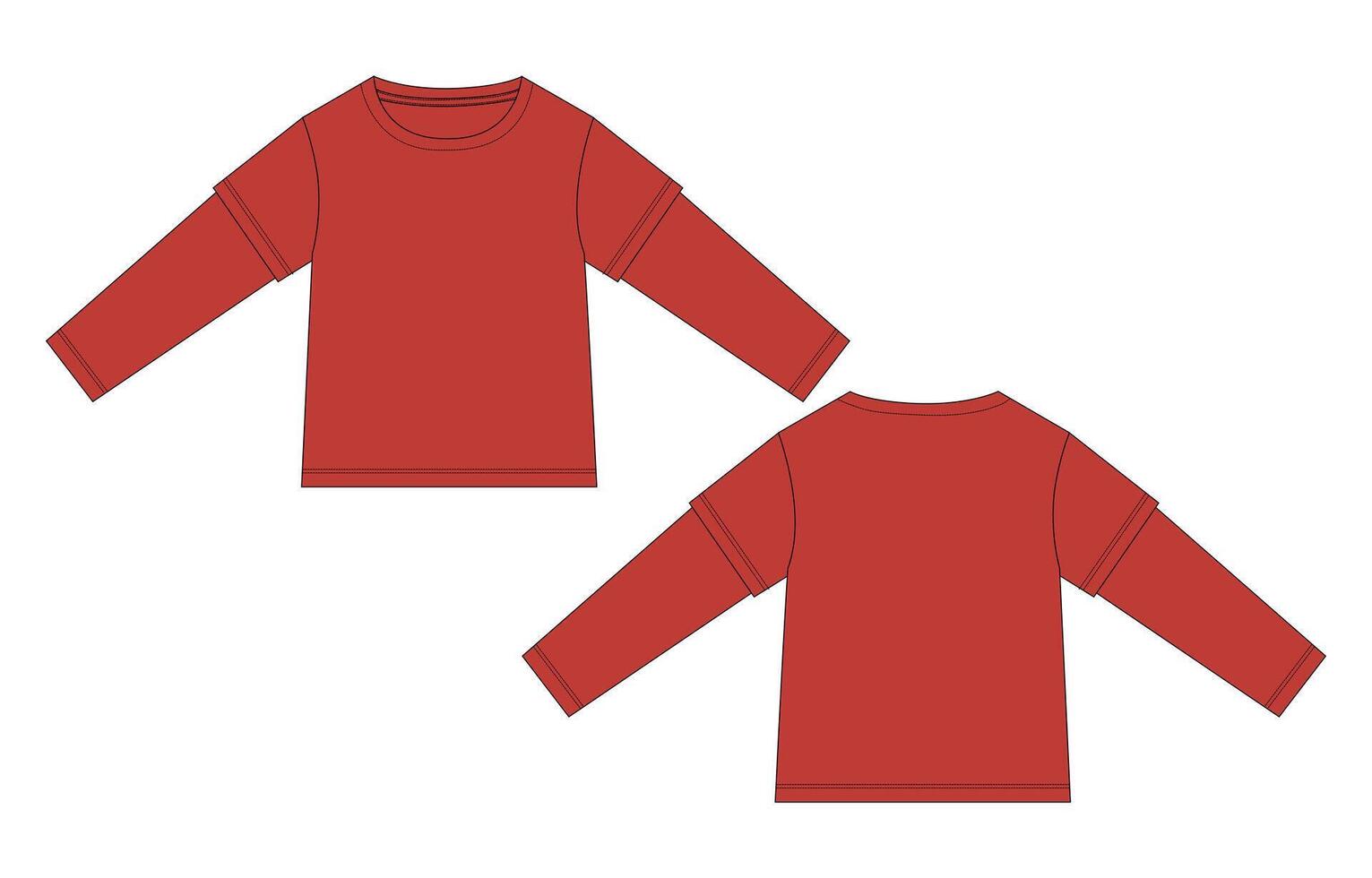A red long sleeve shirt with sleeves and a long sleeve top vector