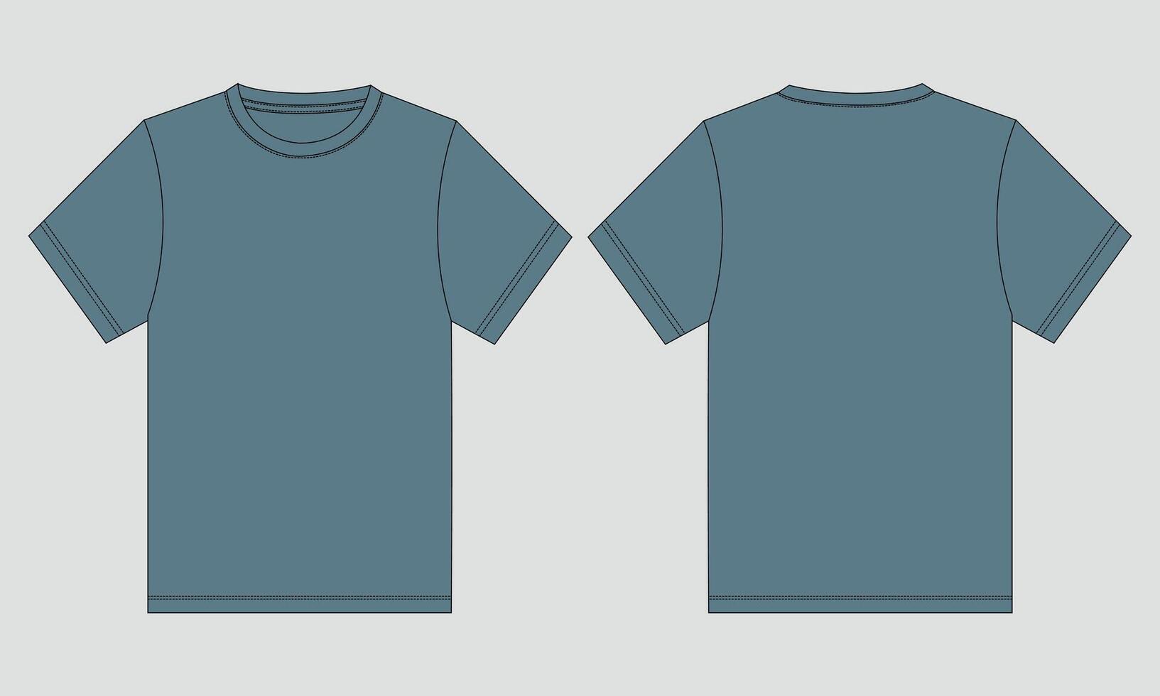 A blue t - shirt template, with a front and back view vector