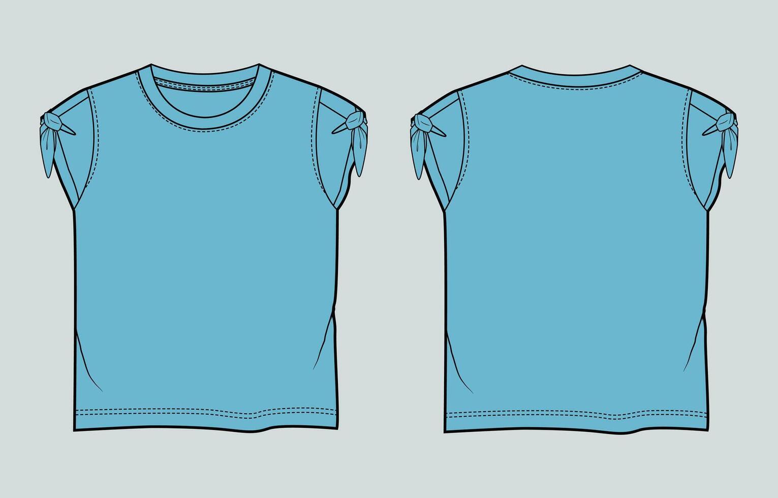 A blue t - shirt with sleeves and a front view vector