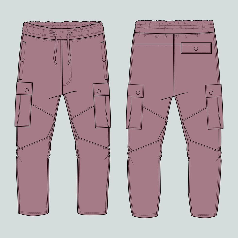 The men's cargo pants are shown in different colors vector