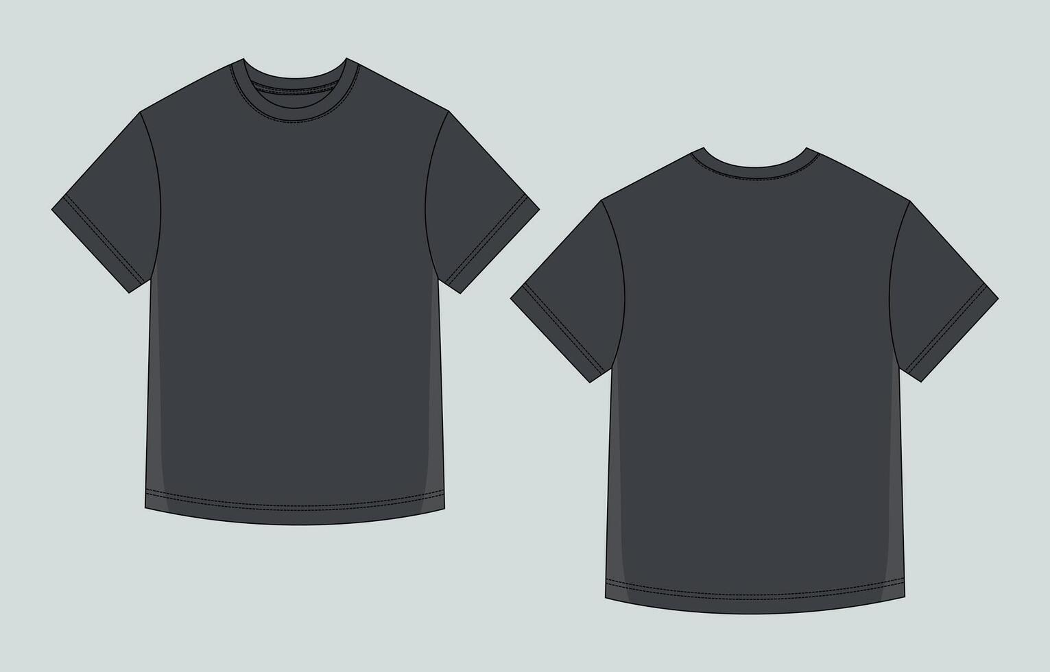 Black t - shirt template, front and back view vector