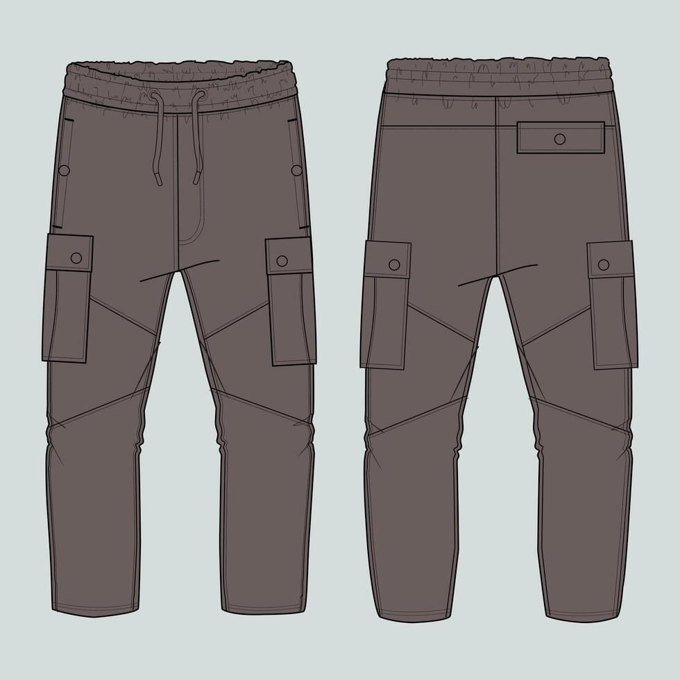 A pair of cargo pants with pockets on the side vector