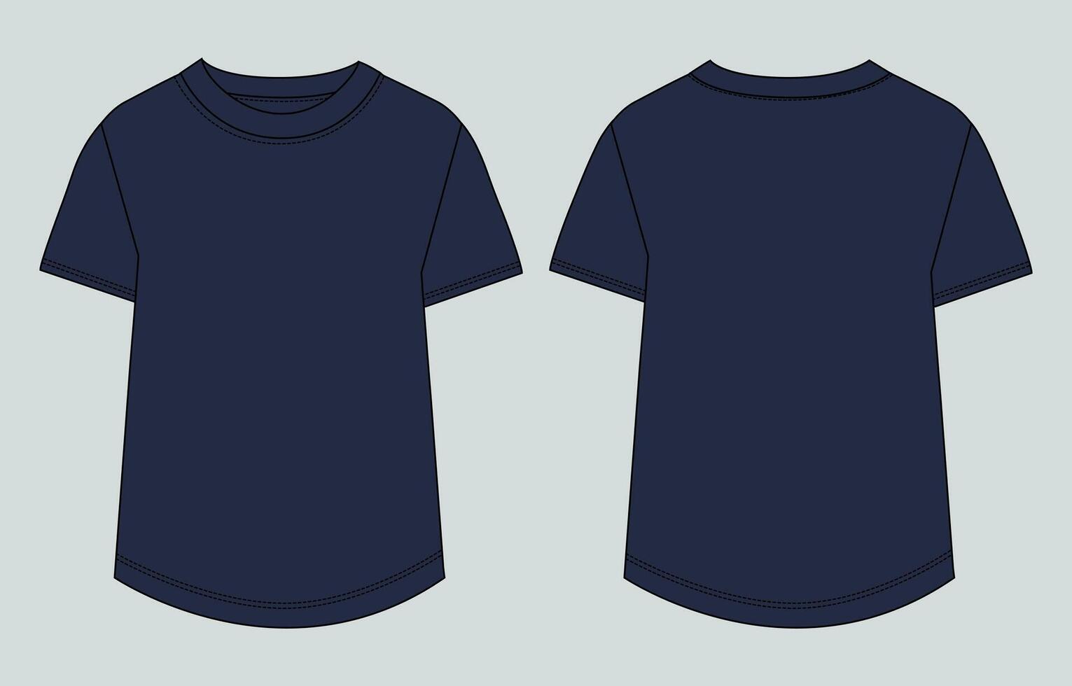 Two blue t - shirts, one front and one back vector
