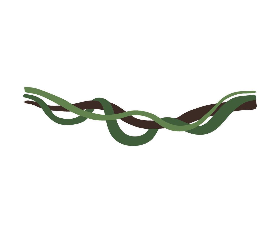 Tropical Winding Liana Stems, Vines, Jungle Plant Decorative Element, Rainforest Flora Illustration vector