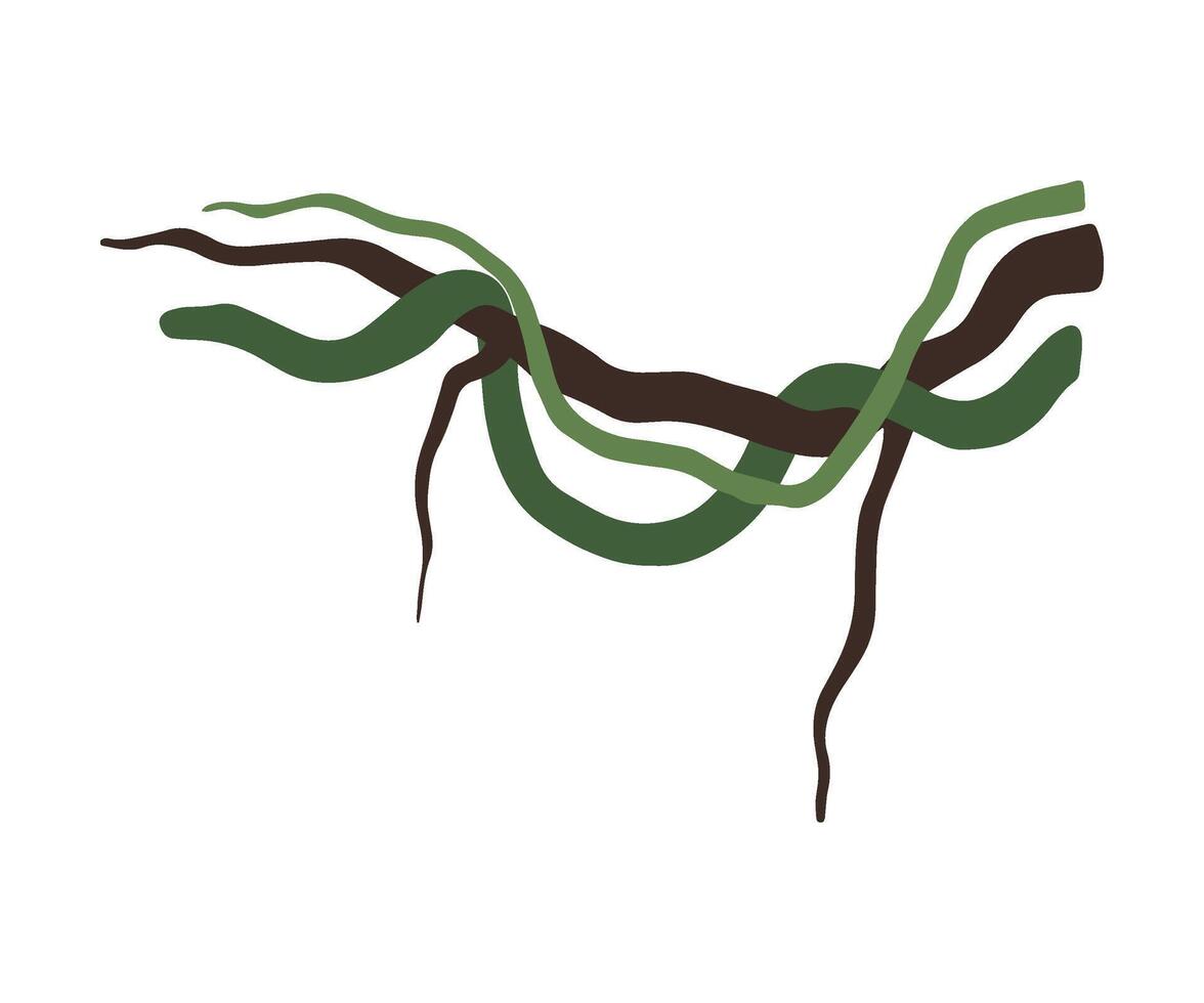 Liana Winding Branches, Jungle Plant Decorative Element, Rainforest Flora Illustration vector