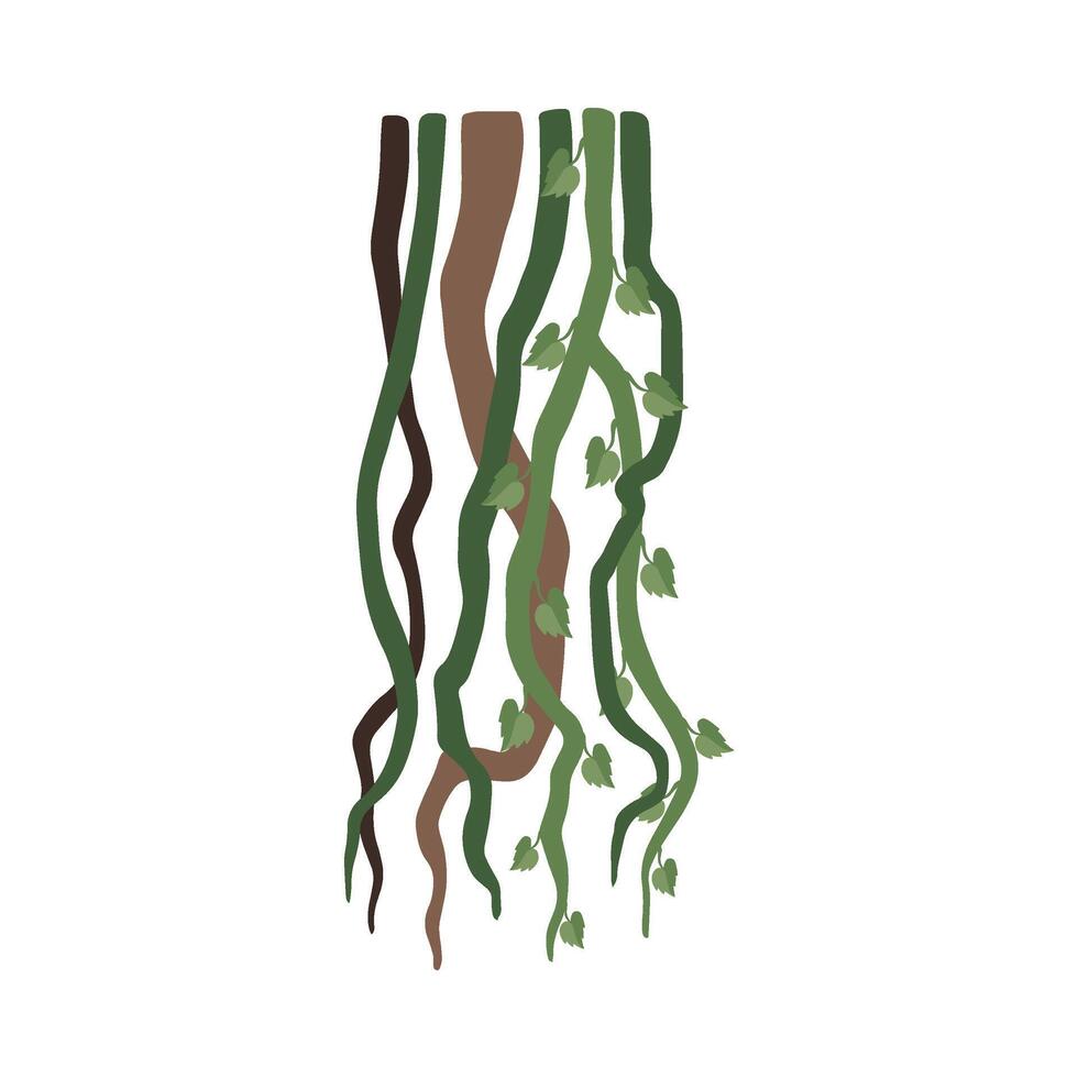 Liana Branches, Jungle Plant Decorative Element, Rainforest Flora Illustration vector