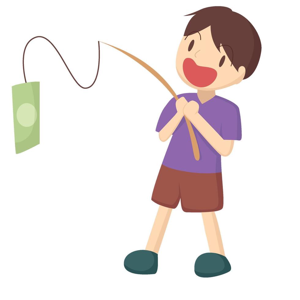 man fishing money Financial Freedom Illustration vector