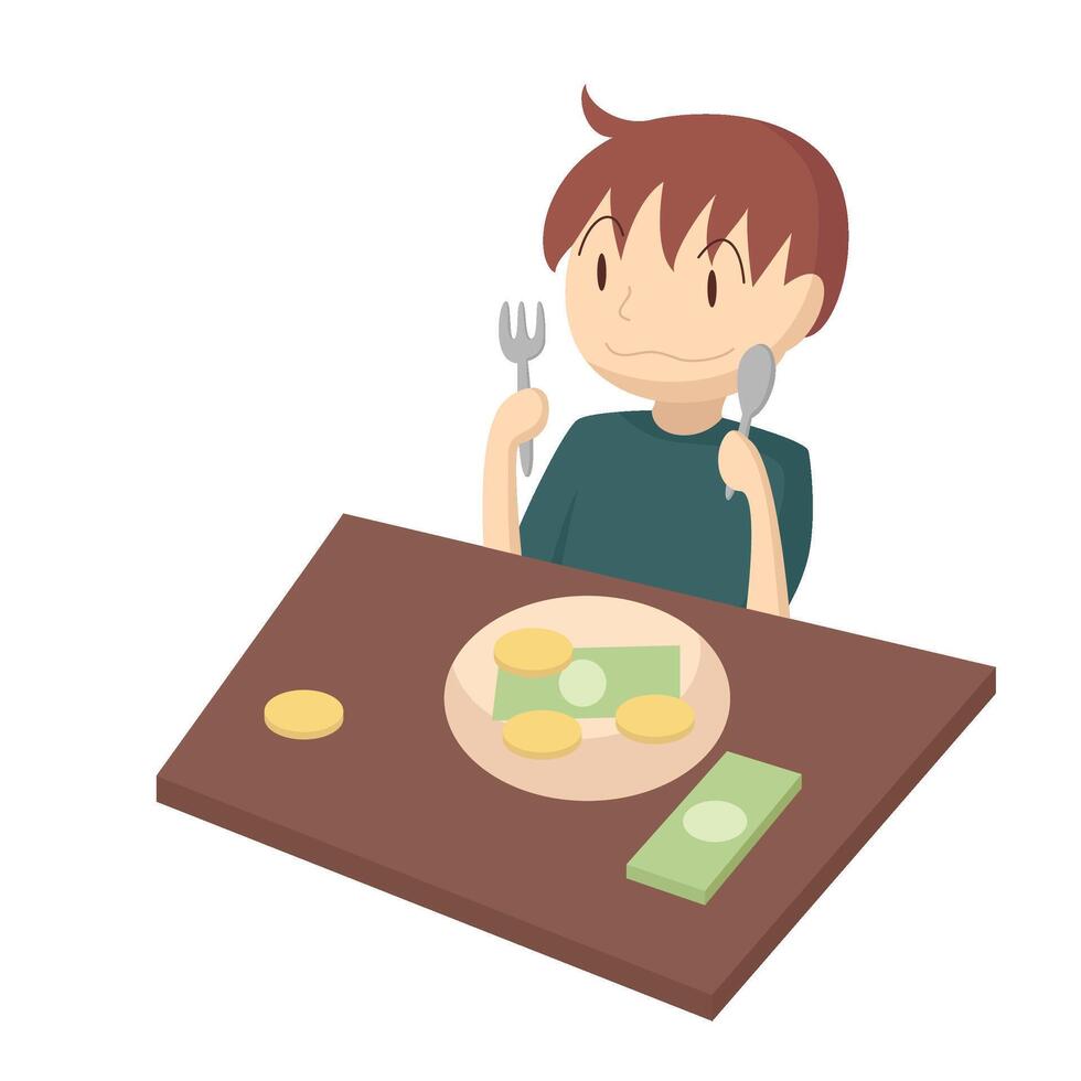 man have a money feast Financial Freedom Illustration vector