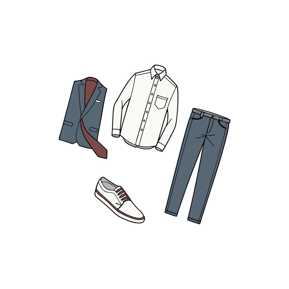 An illustration of a man's clothes and shoes vector