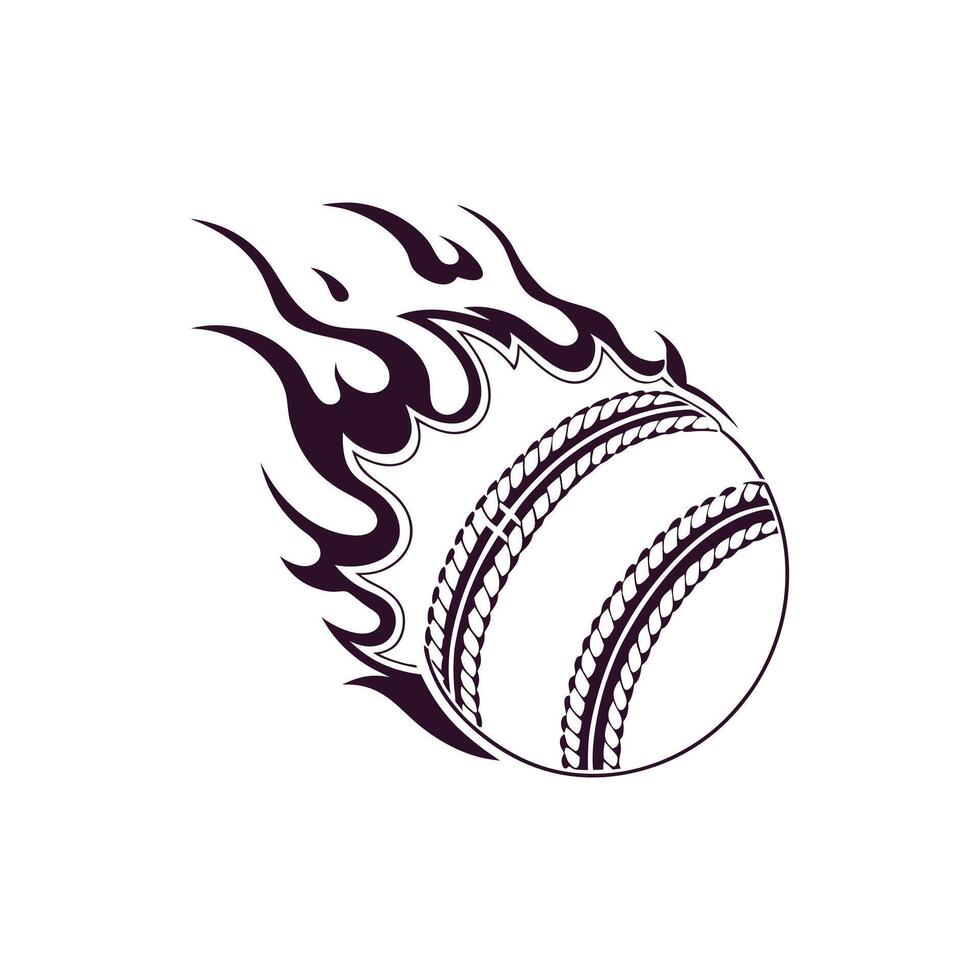 A cricket ball with flames vector