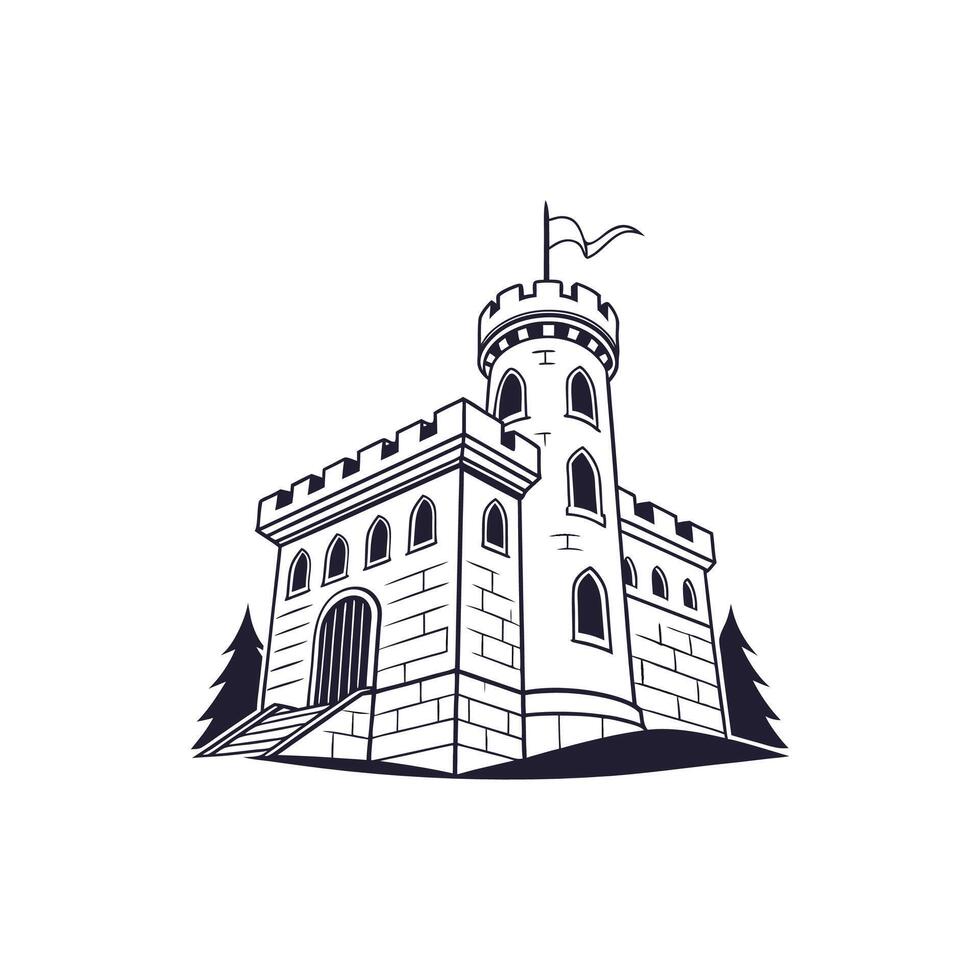 A castle with a flag vector