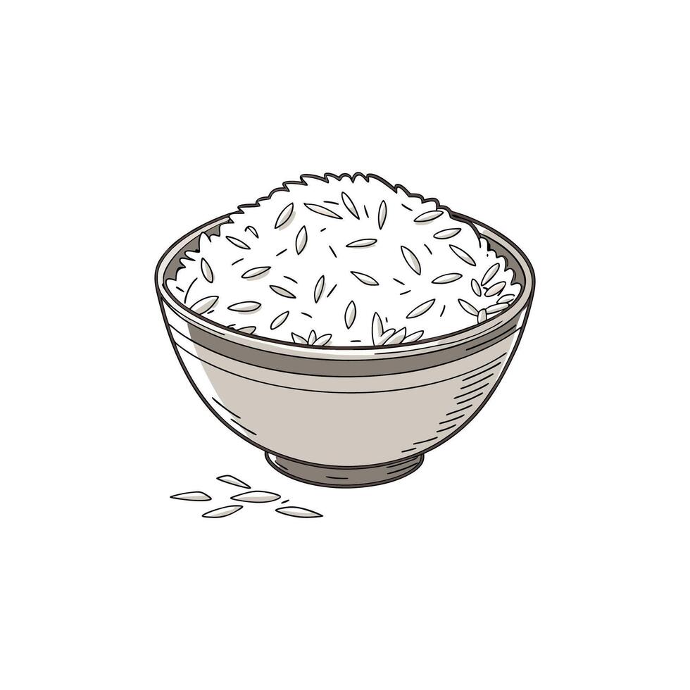 Rice in bowl illustration vector
