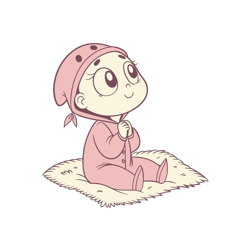 A cartoon baby sitting on a rug vector