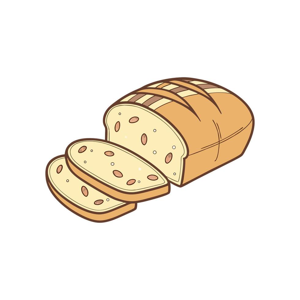 Sliced loaf of bread with nuts and seeds illustration vector