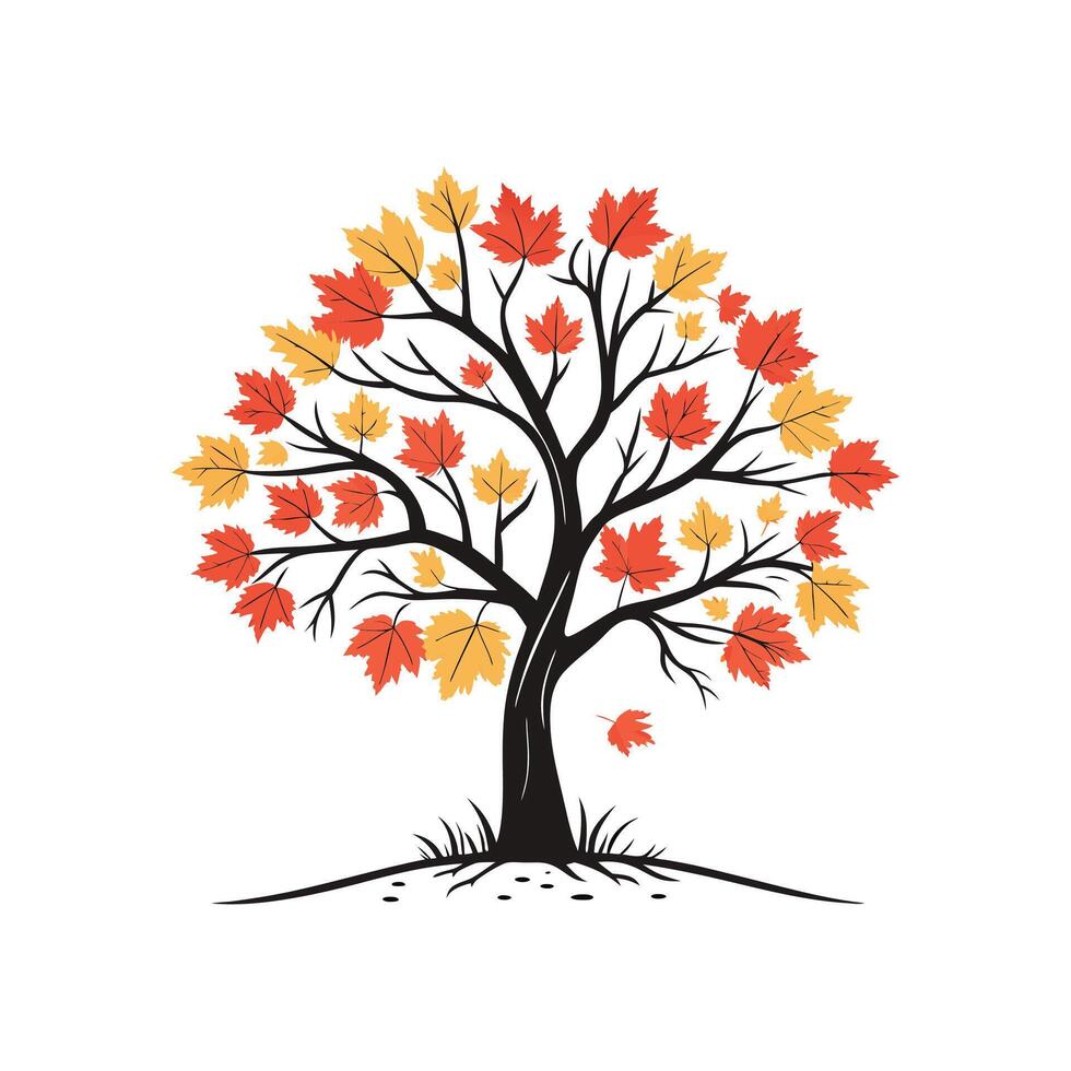 Autumn tree illustration template vector