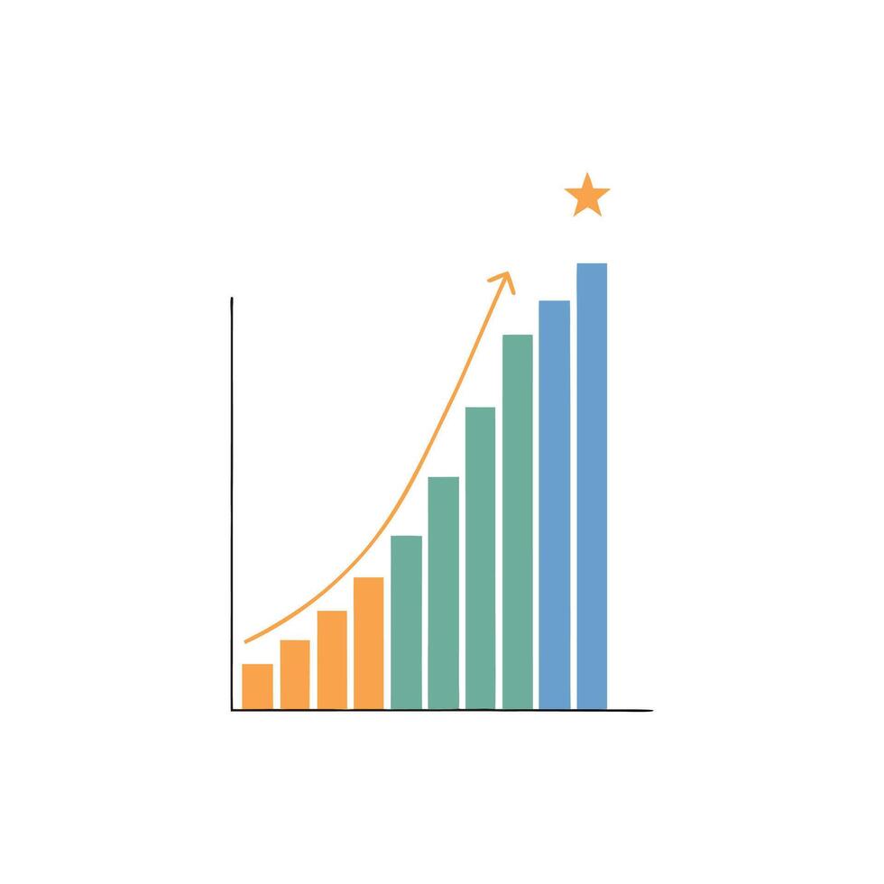 A graph showing the growth of a business vector