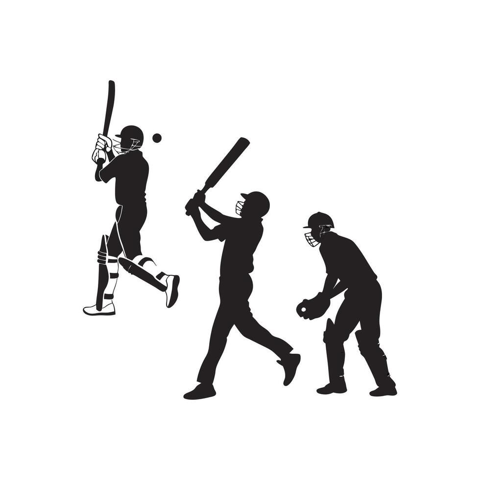 Silhouettes of a man playing cricket , art vector