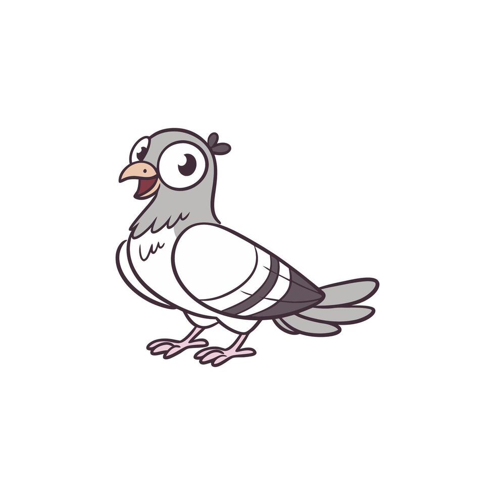 A cartoon pigeon with a big beak and a big eye vector