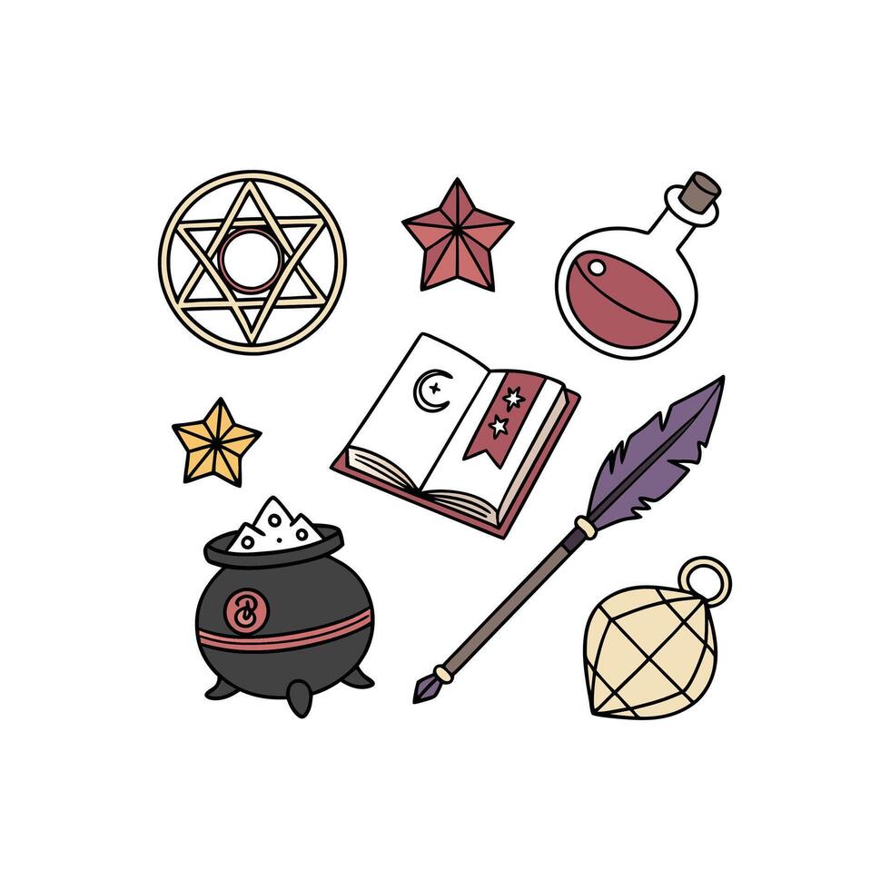 Magic items illustration vector