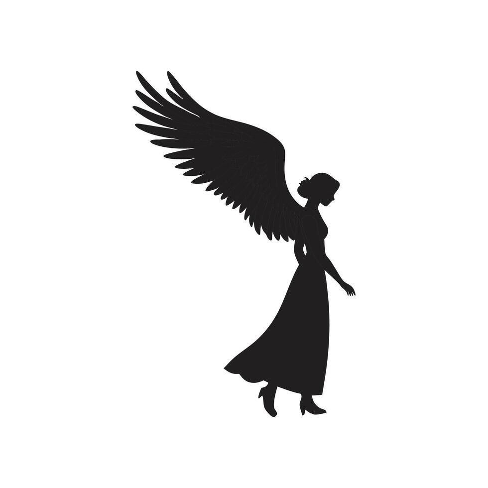 Silhouette of a woman with wings on a white background vector