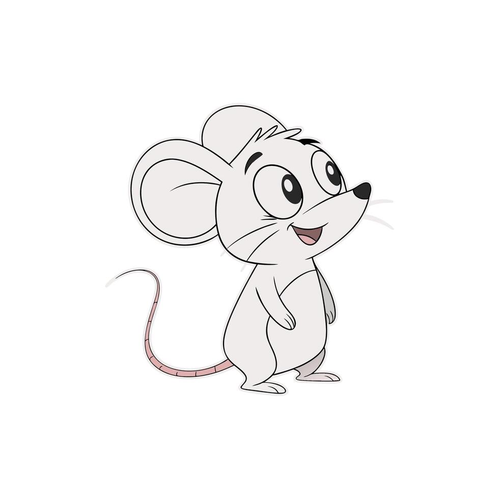 A cartoon mouse with a big nose and a long tail vector