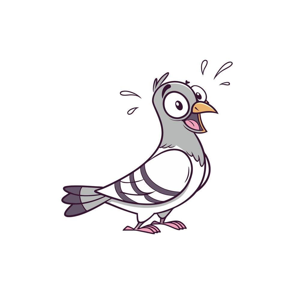 A cartoon pigeon with a surprised expression vector