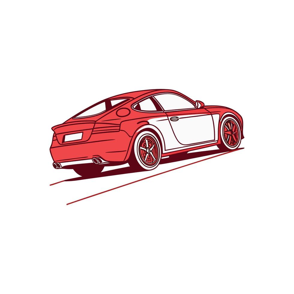 Red sports car on white background vector
