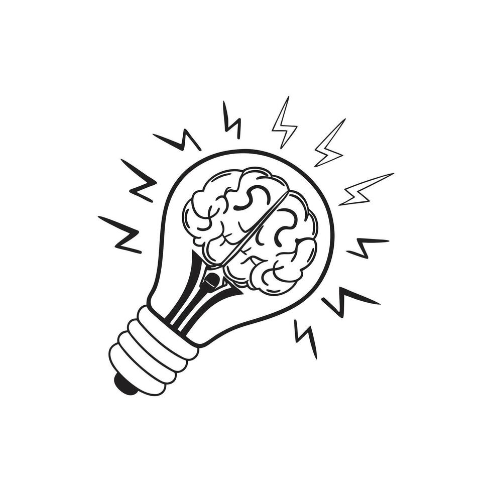 A light bulb with a brain inside it vector
