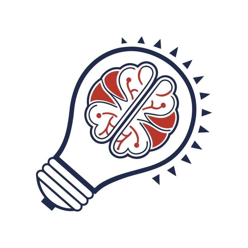 A light bulb with a brain inside vector